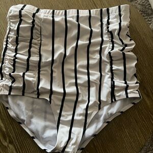 NWOT Striped High-Waisted Swim Bottoms